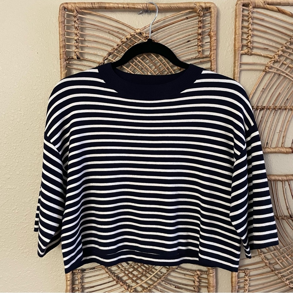 Max Mara Weekend Striped‎ Sweater Crop Top Nautical Beachy Women's Sz XS B10
